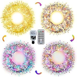 Christmas Fairy Lights for Bedroom Plug In Outdoor Fairy Lights Mains Powered 30M 200LED Garden Tree Lights Warm White & Multicolor 4 Color Changing with Remote Waterproof for Outside Gazebo Decor