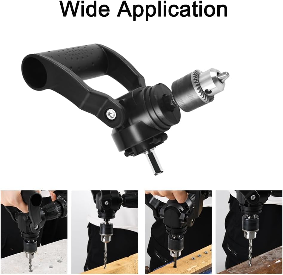 TopHomer Right Angle Drill Attachment, 90 Degree Drill Chuck, Durable Right Angle Adapter for Tight Spaces, for Drills from 1.5-10mm/0.05-0.39in