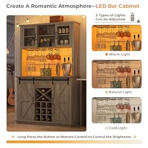 Farmhousecoffeebarcabinetwithstoragekitchenbarcabinetwithslidingbarndoorledlightspowerstripcoffeebarcabinettallhomebarfordiningroomgraywalnutcolor  Urban Country Home Decor Farmhouse coffee bar cabinet with storage kitchen bar cabinet with sliding barn door led lights power strip coffee bar cabinet tall home bar for dining room graywalnut color  urban country home decor