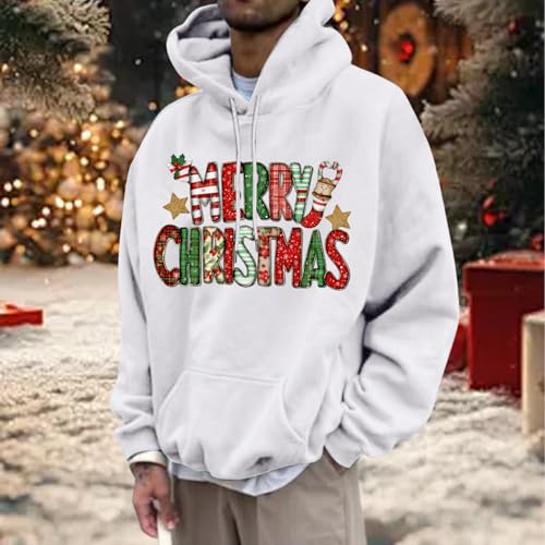 Men's Merry Christmas Graphic Hoodies Drawstring Casual Sweatshirt Drop Shoulder Pullover Holiday Top Fall Home3