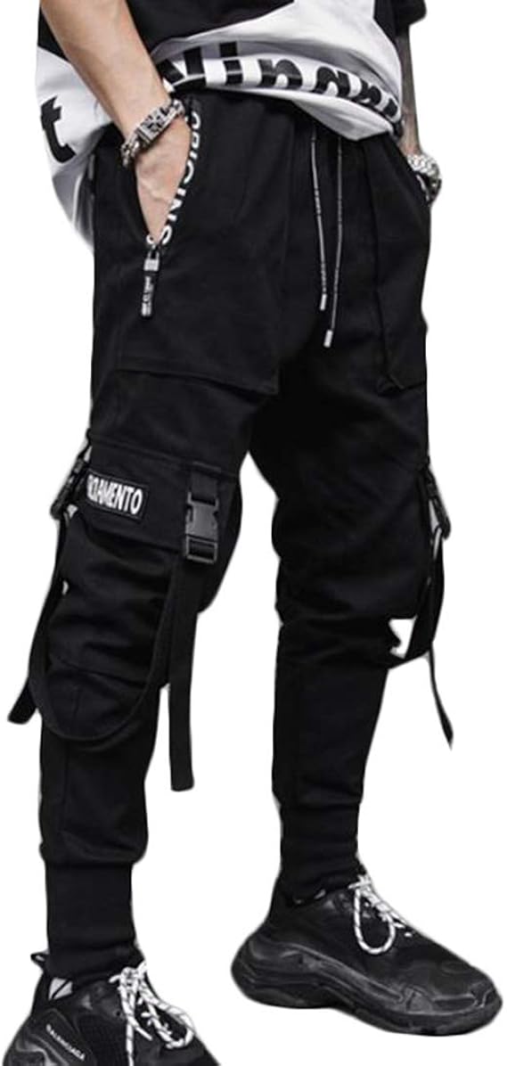 Amazon Bscoolロングパンツ メンズ ゆったり ジョガーパンツ 黒 テーパードパンツ ストレート 原宿系 ダンス ファッション メンズパンツ ロングパンツ 通販