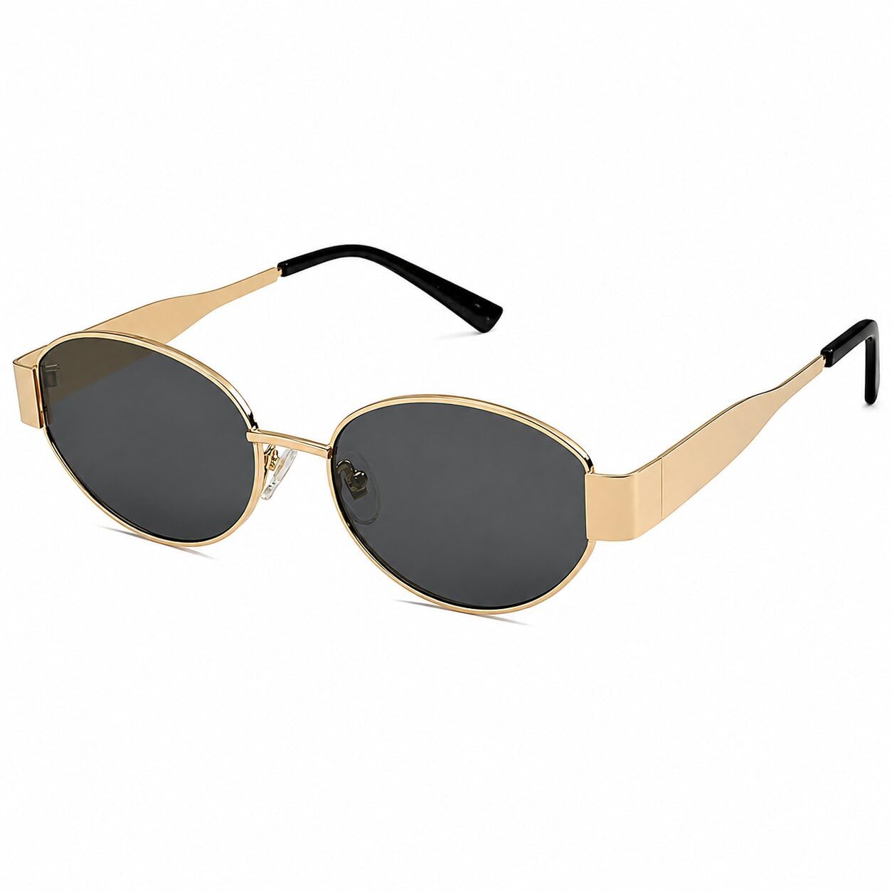 omos Retro Oval Sunglasses For Women & Men Trendy Sunglasses Classic Shades Uv400 Protection (Matte,Gold-Black,non polarization)-picture-55