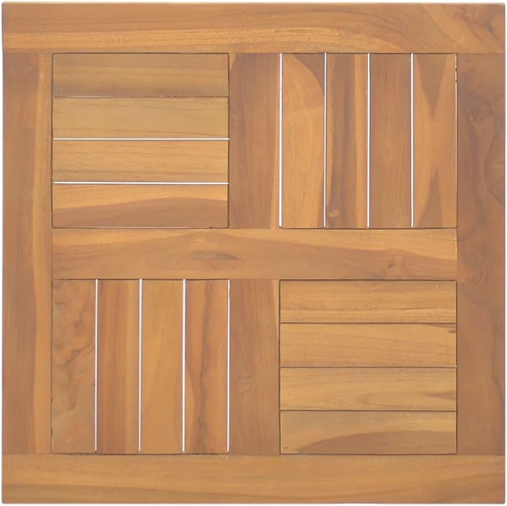 vidaXL Solid Wood Teak Square Table Top - Versatile Design with Smooth Finish and Easy Maintenance - Ideal for Home or Commercial Use, Assembly Required, 19.7"" x 19.7"" x 1"", 316156
