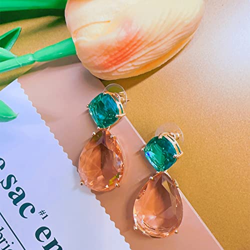 Crystal Teardrop Dangle Earrings for Women Vintage Emerald green drop Earrings for Women Mom Wife Prom4