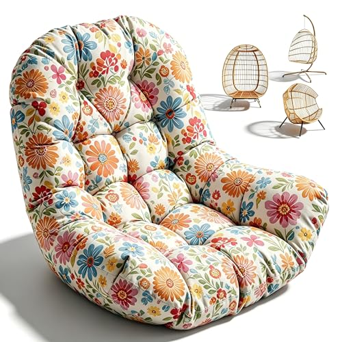 Uthem Hanging Egg Chair Cushion 47x35x7 Inches Waterproof Colored Daisy
