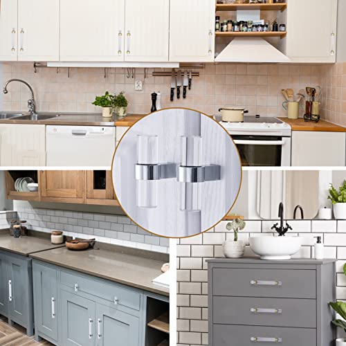 Bonkudoo 5 Pack Adjustable Glass Drawer Pulls Crystal, Cabinet Handles,Kitchen Cabinet Pulls Dresser Pulls(5 Inch Hole Center), Polished Chrome #TOP2