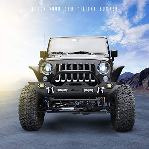 Image of Nilight Front Bumper Compatible for 2007 2008 2009 2010 2011 2012 2013 2014 2015 2016 2017 2018 Jeep Wrangler JK /JKU Rock Crawler Winch Plate