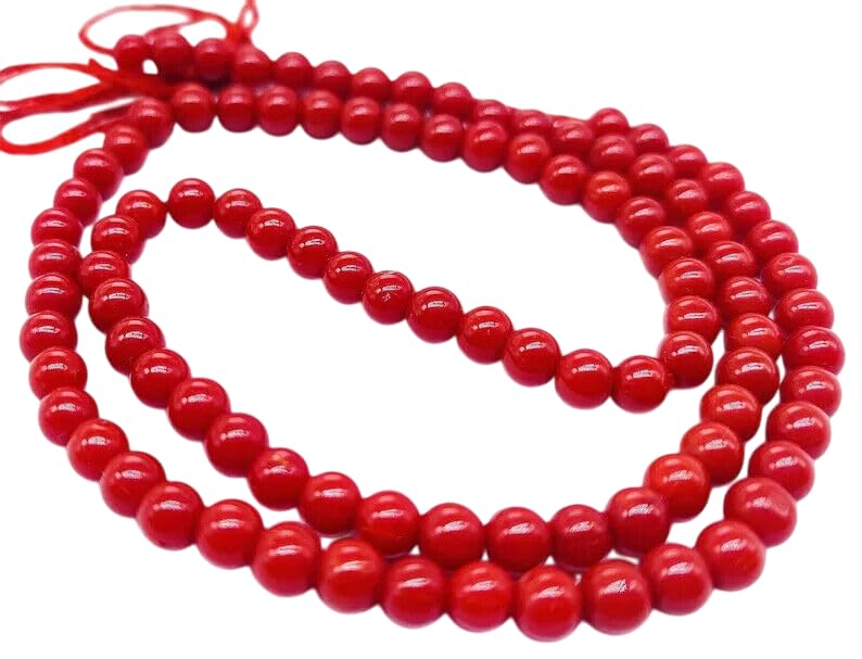 Italienische Korallenperlen, 6 mm, glatt, rund, Edelsteinkoralle, 50,8 cm, Geschenk für sie, Mutter