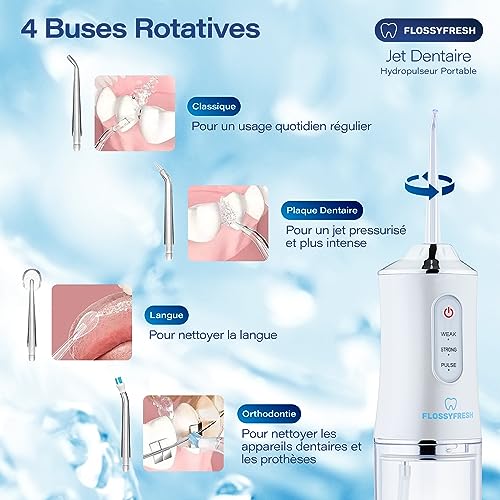 Hydropulseur dentaire sans fil irrigateur oral rechargeable 3 modes - 5