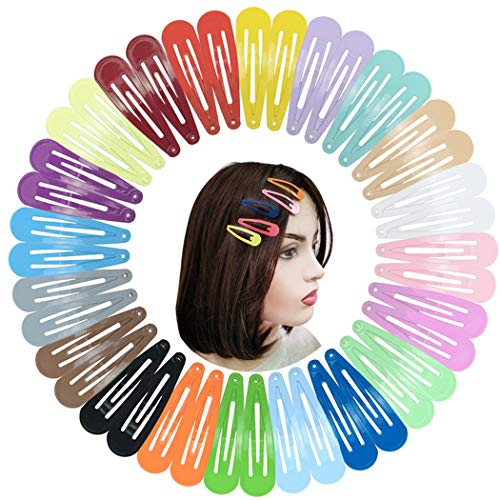40 Pcs Candy Colored 2 Inch Barrettes for Women Metal Snap Hair Clips Accessories