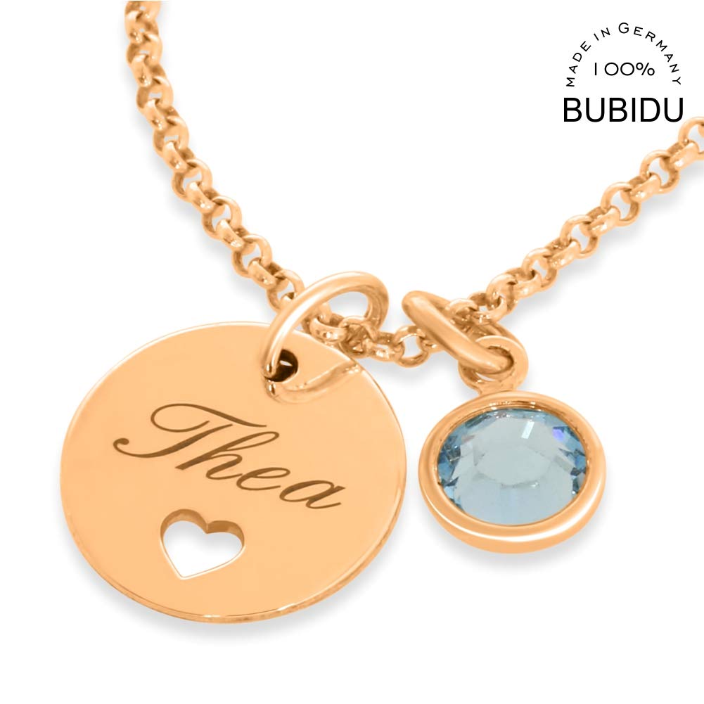 Rosegold Kette Geburt Namenskette mit Herz aus 925 Sterling Silber Goldkette mit Namen moderne Kette mit Gravur Taufe personalisiert Name | HANDMADE IN GERMANY
