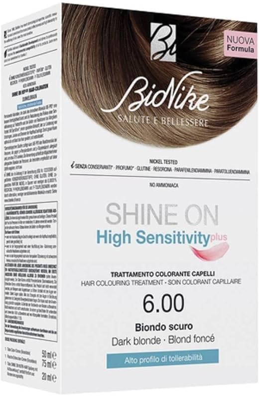 Bionike Shine On High Sensitivity - Trattamento Colorante Capelli, Kit Tinta Alta TollerabilitĂ Senza Ammoniaca, Azione Lenitiva, Dona un Colore Brillante, Copre i Capelli Bianchi