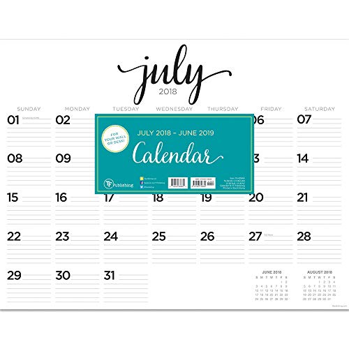 TF Publishing 19-8204A July 2018 - June 2019 Script Desk Pad Calendar, 22 x 17