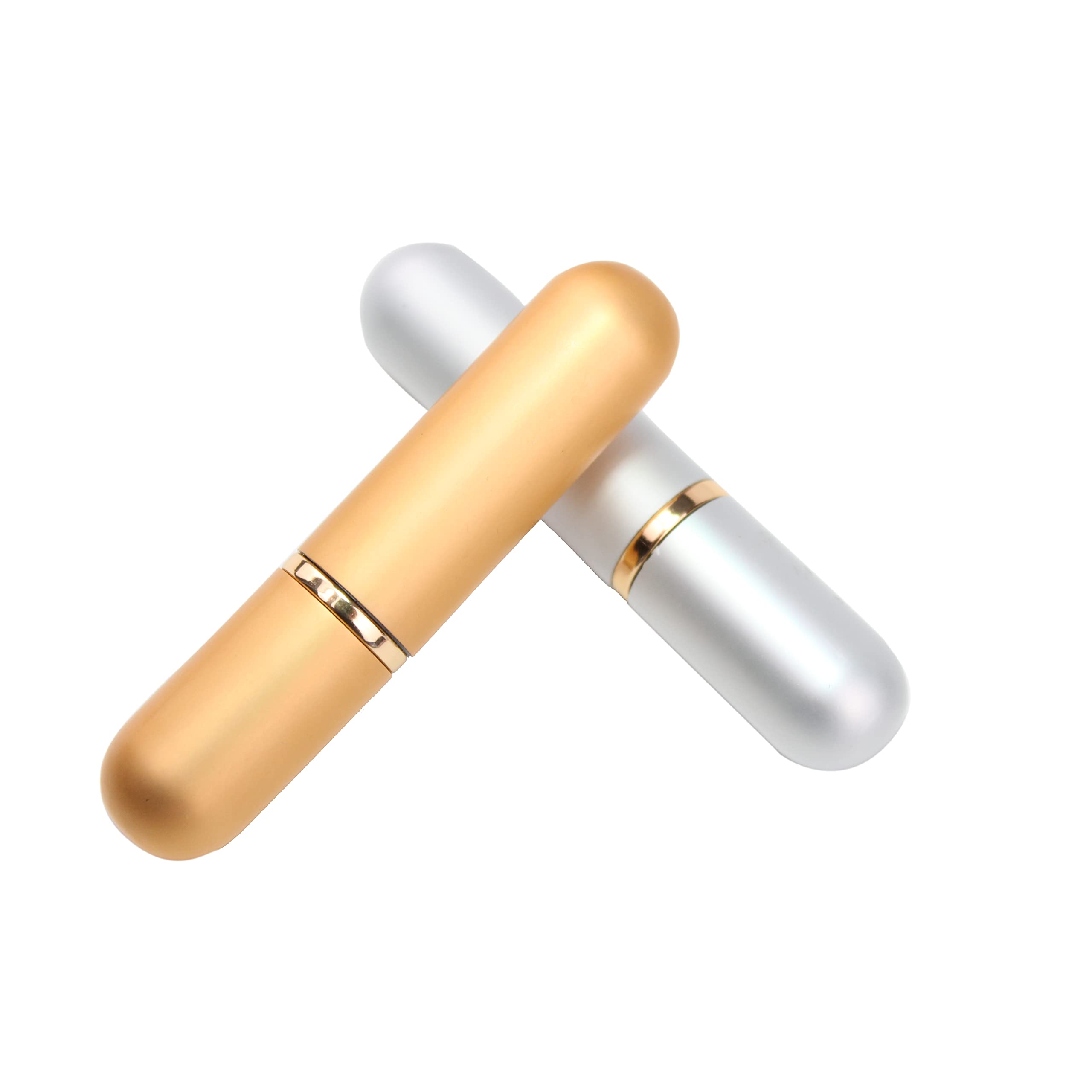 Srebrny aluminiowy olejek eteryczny do inhalatora do nosa osobiste puste wielokrotnego napełniania elegancki aluminiowy i szklany inhalator do nosa zestaw z bawełnianymi knotami 5 szt
