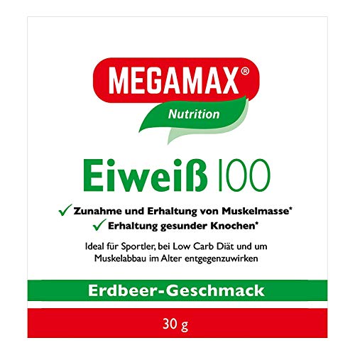 Megamax Eiweiss Erdbeere 30 g für Muskelaufbau und Workout mit Molken- und...