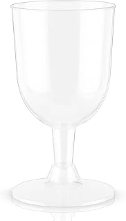 True Party Disposable Plastic Wine Glasses, Stemmed Clear Plastic Cups for Outdoors, Parties, 6 Oz Set of 8