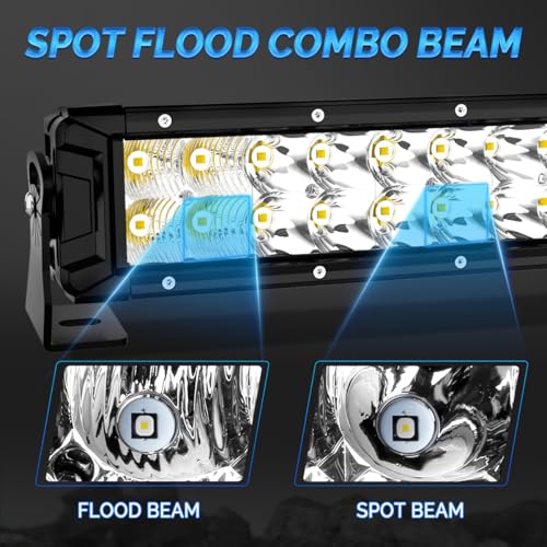 HIMA 4X4 LASER LIGHTING LED Light Bar 8 Inch Double Row 120W 12000LM SpotFlood Combo LED Off Road Lights Xenon White IP68 Waterproof Driving Light for Trucks, 2Pcs