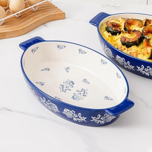 Wisenvoy Casserole Dish Baking Dish Ceramic Au Gratin Baking Dish Lasagna Pan Oval Casserole Dishes for Oven - Thumbnail 3