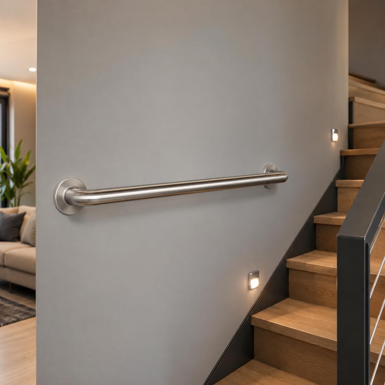 Haltegriff Dusche 60cm für Senioren, Edelstahl gebürstet Ø32mm Wandgriff | Badewannengriff aus SUS304 Edelstahl, Bis 200kg belastbar, sicherer Haltegriff für Badewanne, WC & Dusche