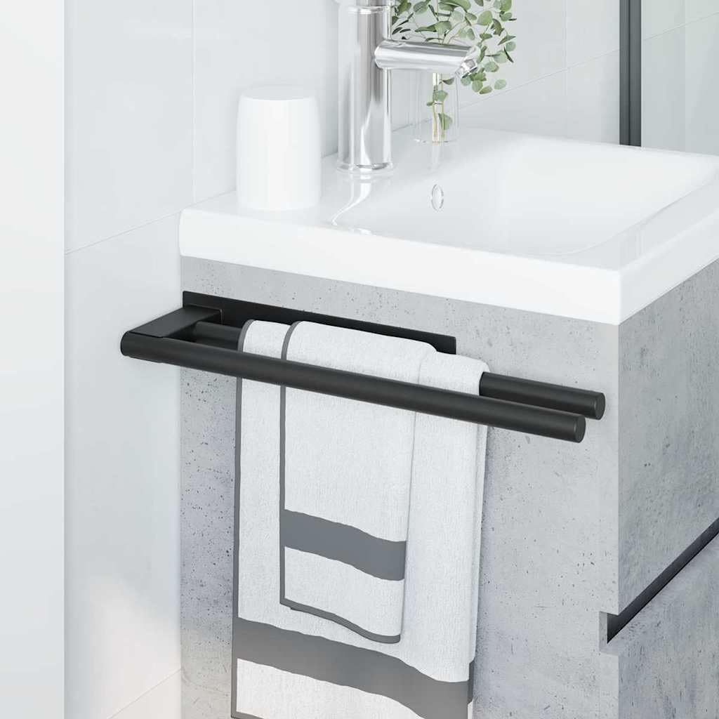 Toallero negro de acero inoxidable cepillado 40 x 9 x 4 cm montado en la pared autoadhesivo sin necesidad de taladrar toallero para baño, ducha, cocina, almacenamiento práctico y secado rápido