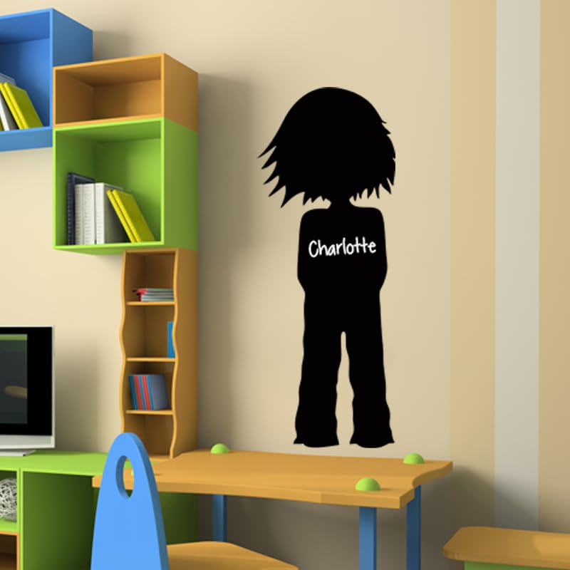 Sticker ardoise tableau noir mural adhésif effaçable silhouette enfant