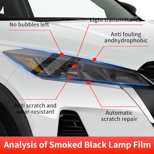 LUNQIN Car Headlight Protective Film for Nissan Kicks 2021 2022 2023 2024 S SV SR Auto Accessories Exterior Decor Smoky Matte Black Smart Tint TPU Cover Vinyl Wrap Self Sticker Kit Tail Light Roll by LUNQIN - Image 4