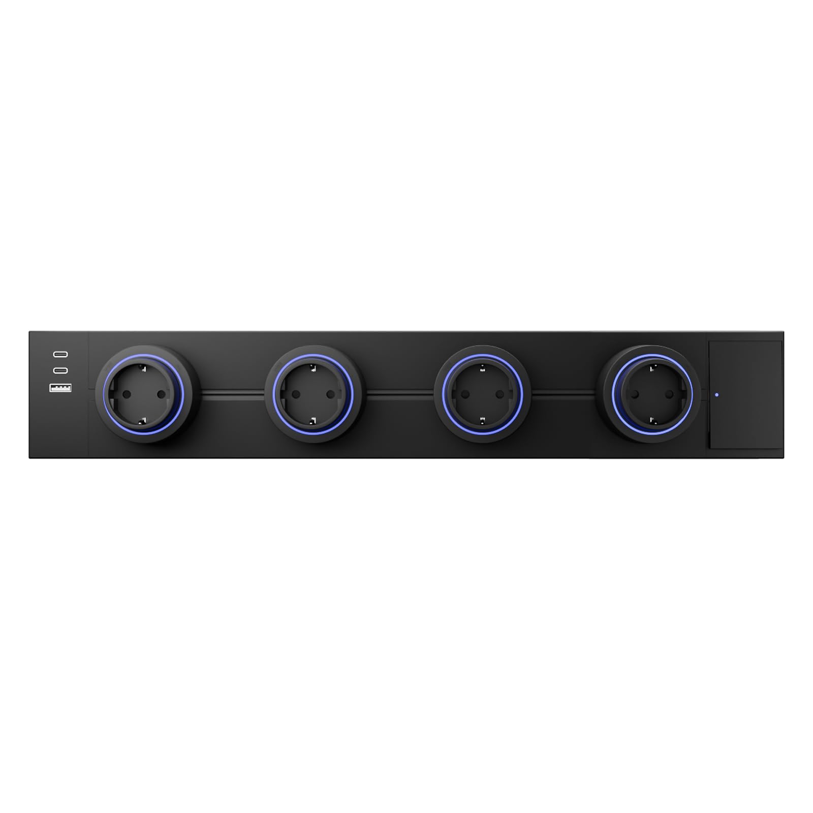 CNBINGO Stromschienen Steckdose mit USB,Aufputz Steckdosenleiste Schwarz | 60cm Stromschiene mit Schalter,Mehrfachsteckdose mit 4 Steckdosen Adaptern,Steckdosenschiene für Büro, Werkstatt