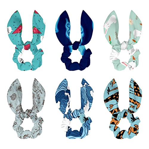 Chouchous pour queue de cheval élastiques cheveux fille motif girafe bleue