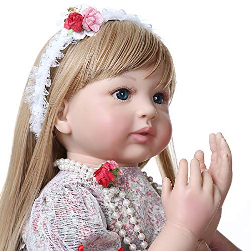 YIHANGG 60cm Hochwertige Sammlerpuppe Kleinkind Mädchen Prinzessin Wiedergeborene Puppe Mit Ultralangen Blonden Haaren Puppe Handgemachte Puppe – Bild 5