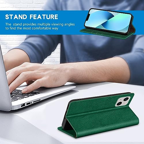 Image of ZZXX for iPhone 13 Wallet Case Strong Magnetic 6.1 inch,Green