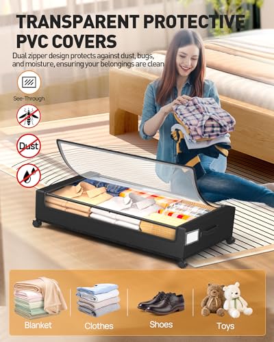 Under-Bed-Storage-With-Wheels-2-Pack-Square-Containers-60L-Bins-Rolling-Metal-Drawer-for-Clothes-Blankets-Shoes