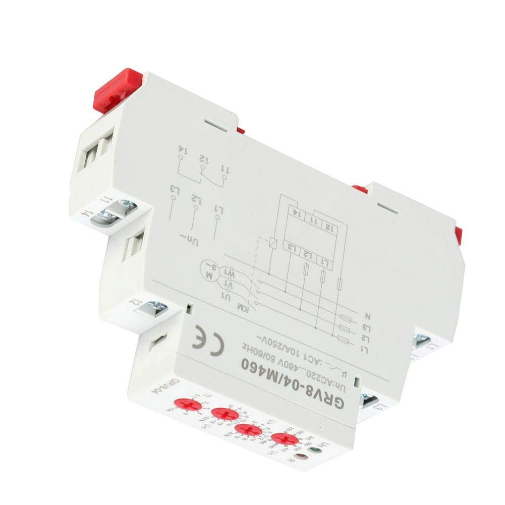 Relé de monitoreo de voltaje, GRV8-04 Relé de monitoreo de voltaje trifásico Secuencia de fase Protección de falla de fase M460 35 mm Montaje en riel DIN