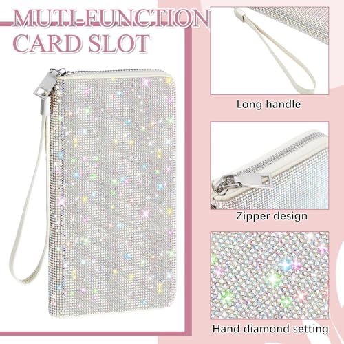 Bling Glitter Sparkly Wallet for Women Birthday Rhinestone Wallet RFID Blocking Phone Purse Gifts for Mom Mother's Day(Silver)3