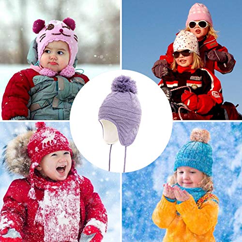 Image of Kids Winter Beanie Hat Mittens Set Warm Fleece Hat Baby Toddler Knitted Hat & Gloves for Boys, Girls