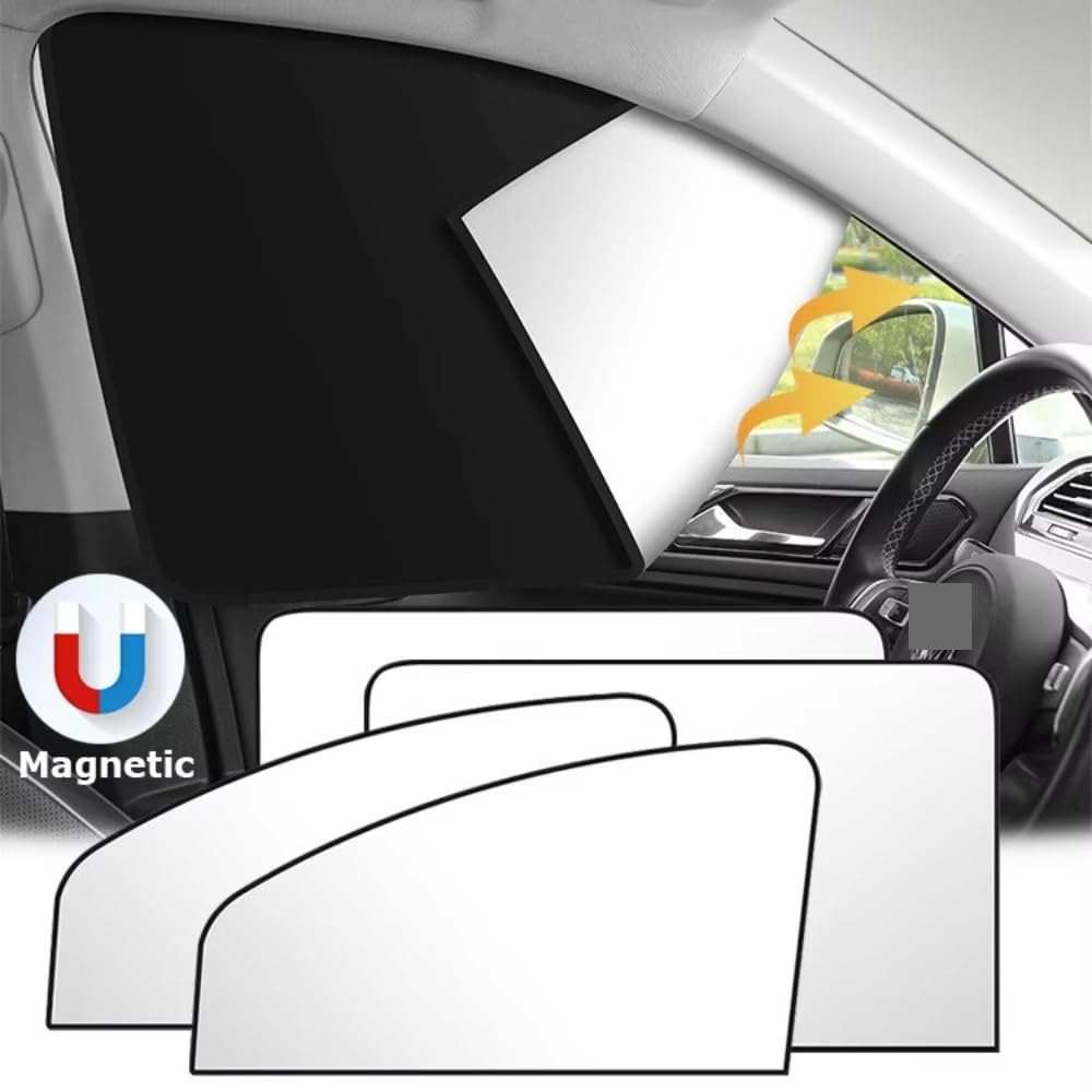 Parasol De Ventana Lateral para Coche Cortina Protección Solar Cubierta Reflectante Magnética para Privacidad Parasol Lateral Coche(Whole Set 4pcs)