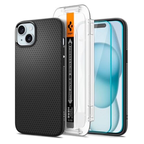 Coque iPhone 15 Spigen Liquid Air avec protection écran en verre trempé