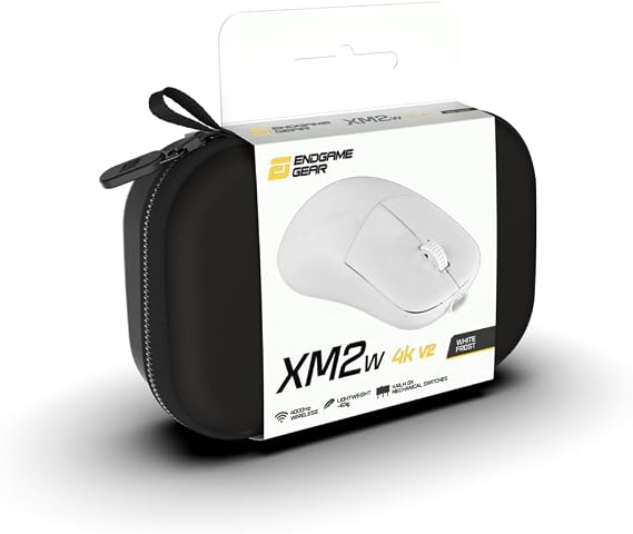 ENDGAME GEAR XM2w 4k v2 Wireless Gaming Mouse White Frost 30K DPI Optical Sensor, 4000Hz Polling, Claw-Grip Design for Medium to Large Hands, Lightweight (63g)