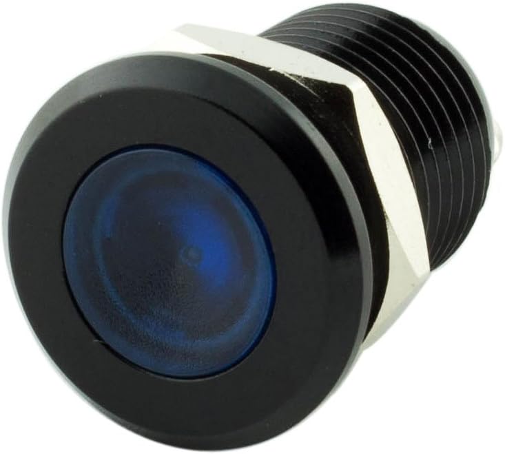 Alpinetech 12mm 1/2" Blue 12V LED Metal Indicator Pilot Custom Dash Light Lamp