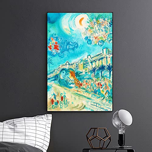 Marc Chagall Prints - Hug Bataille De Fleurs - Fine Art Oil Paintings Reproduction- Canvas Wall Art For Living Room Bedroom Office Wall Decor - Modernist Artwork Poster Unframed (12X18In/30X45Cm) #TOP3
