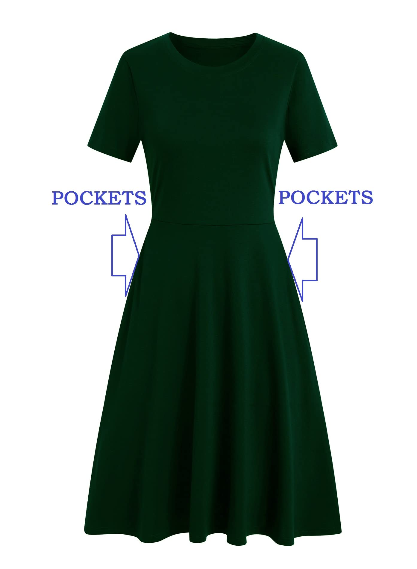 Women's Elegant Vintage Cotton Casual Floral Print Work Party A-Line Swing Dress with Pockets 162