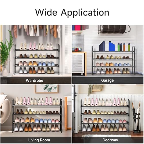 Image of 3-Tier Long Shoe Rack, Holds 18 Pairs​-Space Saving Shelves Organizer for Closet, Metal Shoe Rack for Entryway Hallway Apartment Garage, Easy Assembly No-Tool Needed