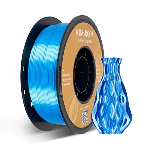 Image of Kingroon Silk PLA 3D Printer Filament, Dimensional Accuracy + /- 0.03 mm, 1 kg Spool(2.2lbs), PLA Shiny Filament 1.75 mm (Blue)