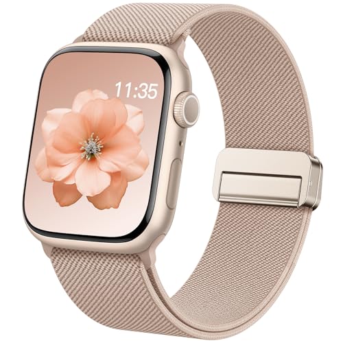 Stretchy Loop Sport Band Compatible with Apple Watch Bands 40mm 46mm 44mm 49mm 45mm 38mm 41mm 42mm for Women Men, Adjustable Magnetic Clasp Elastic Strap for iWatch Ultra, Se, Series 11 10 9 8 7 6 5 4 3 2 1