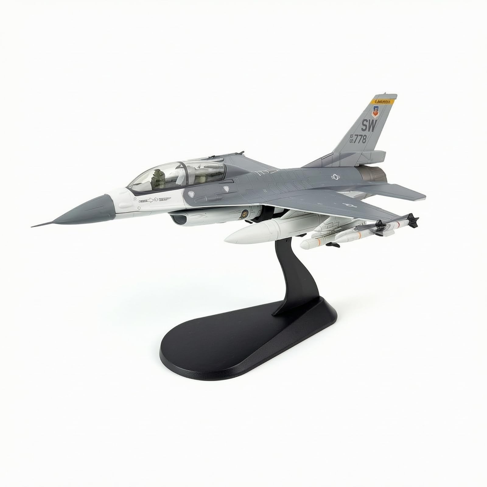 Vorgefertigtes Modellflugzeug Detailliert Modellflugzeug mit Ständer Sammelbar Flugzeugmodell mit Ständer für Vitrine, Büro, F-16D MiG-Killer Austauschbar