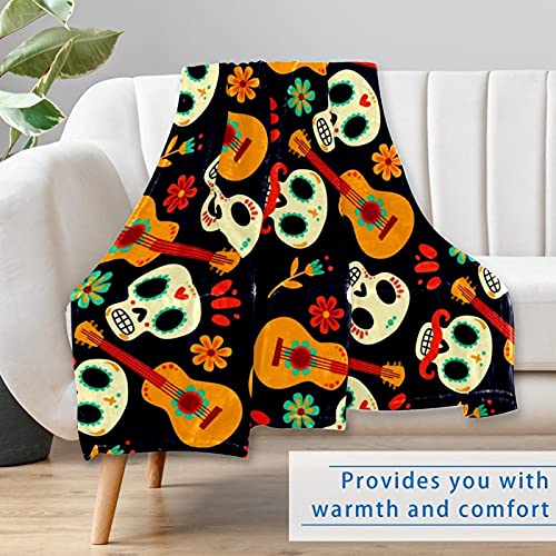 Couverture douce et chaude 150x100 cm à imprimé tête de mort - 7