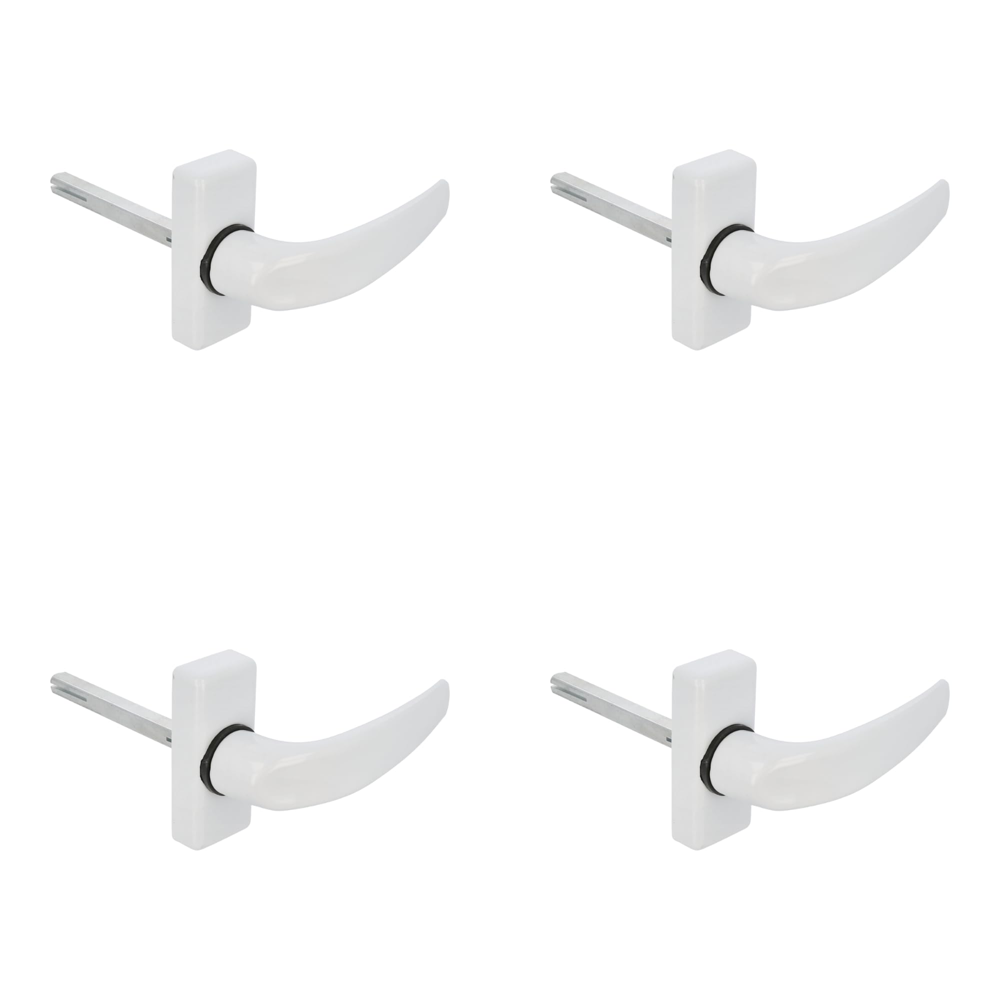 Amig White – Pack Of 4 Rosette Door Handles – Model Delta – 121 X 72 Mm – 8 Mm Spindle – Elegant And Simple Design – Ergonomic Grip Handle – Aluminum