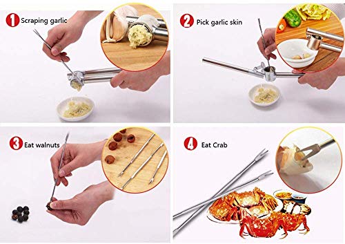 ANNIUP 4PCS Stainless Steel Seafood Fruit Forks,Olive Seafood Crab Lobster Fork Picks Handy Helper Nutcracker Needle Kitchen Picnic Seafood tools