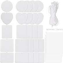 61Pcs 30 Sets 5 Styles Sublimation Air Freshener Kit Felt Air Freshener Blanks Double Sided Felt Hanging Sheets with Elastic Rope Self Seal Bags for DIY Scented Car Home Vehicle Decoration