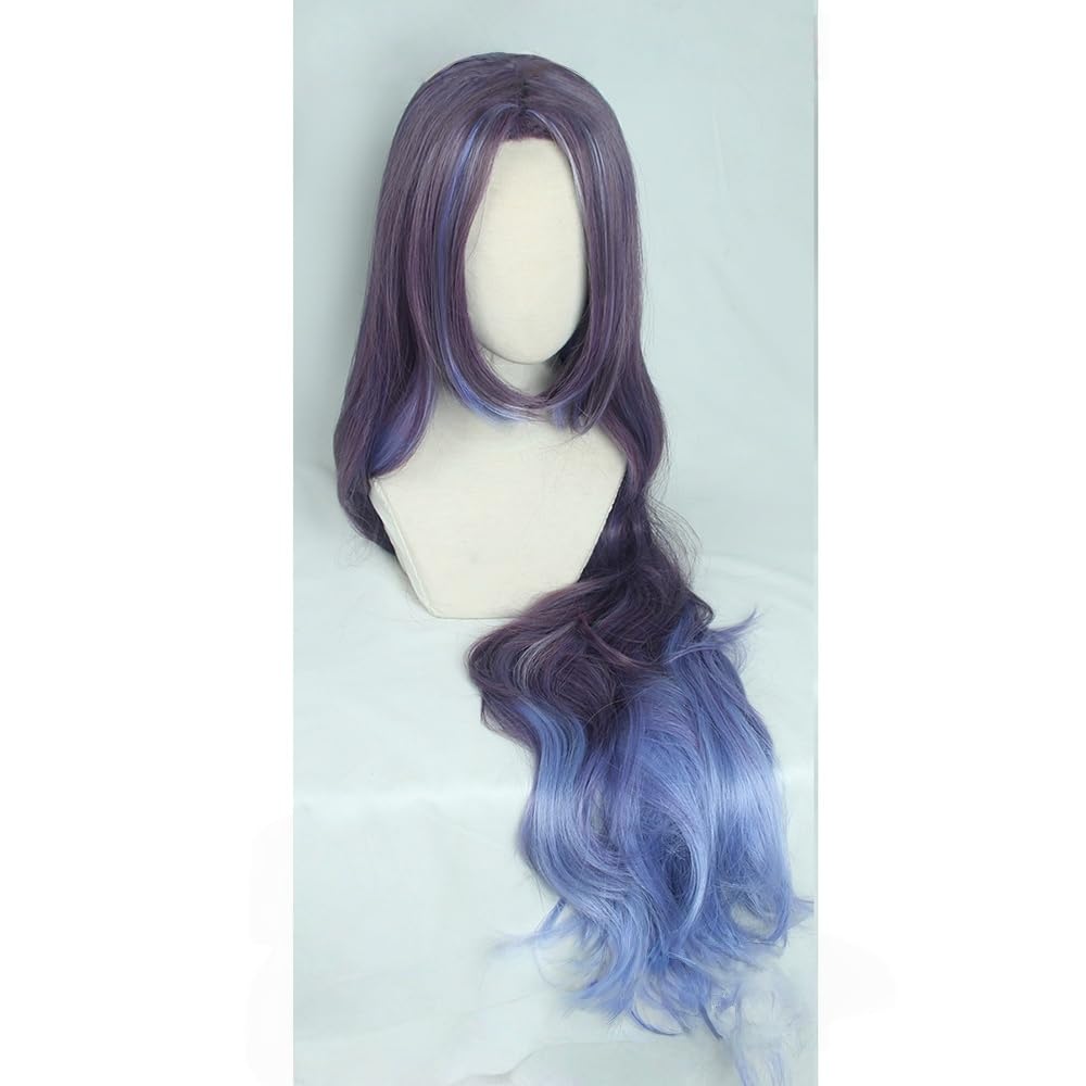 Anime Cosplay Wig Purple Grey Blue Ombre Long Hair Heat Resistant Synthetic Wig for Role Play Party