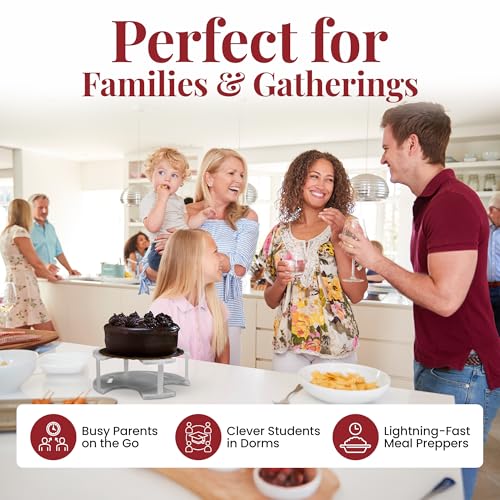 DoubleWave Teal Two Tier Microwave Plate Stacker | Reliable and safe for any day microwave dishes | Perfect food stacker for busy professionals | BPA Free microwave plate holder (Large)